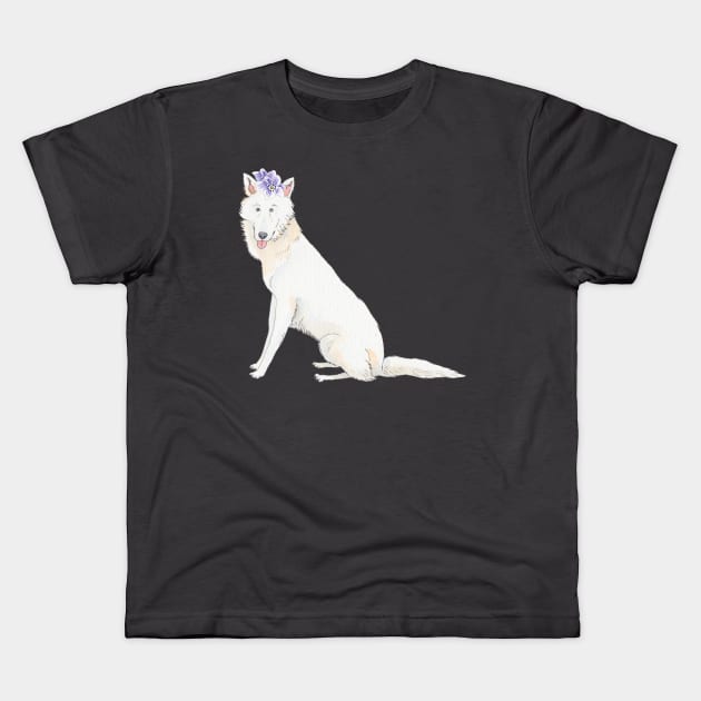 White Swiss shepherd dog Kids T-Shirt by doggyshop